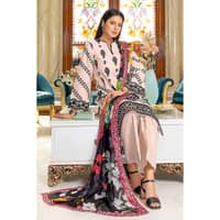 Luxury Tissue Silk Dupatta Unstitched Lawn Suit SSM-32010 3PC - image 4