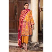 Embroidered Dobby Lawn Unstitched Suit With Lace And Silk Dupatta SSM-32003 3PC - image 2