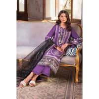 Embroidered Lawn Unstitched Suit With Embroidered Organza Dupatta OG-32010 3PC - image 5