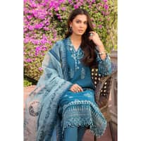 Embroidered Paper Cotton Unstitched Suit With Organza Dupatta OG-32005 3PC