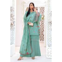 Embroidered Cotton Unstitched Suit With Zari Dupatta ST-32001 3PC - image 5