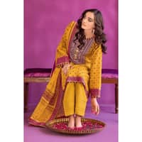 Embroidered Chunri Lawn Unstitched Suit With Chiffon Gold and Lacquer Printed Dupatta BM-32009 3PC - image 4