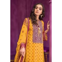 Embroidered Chunri Lawn Unstitched Suit With Chiffon Gold and Lacquer Printed Dupatta BM-32009 3PC