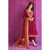 Embroidered Chunri Lawn Unstitched Suit With Chiffon Gold and Lacquer Printed Dupatta BM-32010 3PC - image 4
