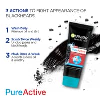 Garnier Skin Active 3-in-1 Charcoal Blackhead Face Wash Mask Scrub 50ml - image 4