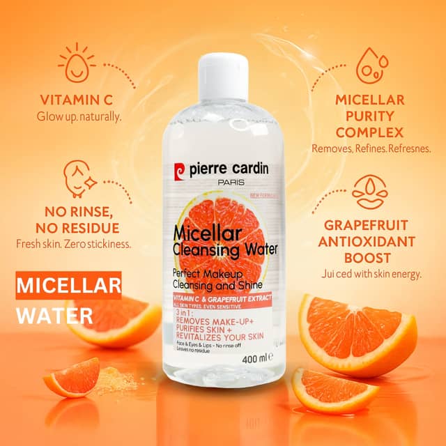 Pierre Cardin Paris Cleansing Micellar Water 400ml - With Pink Grapefruit And Vitamin C