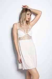 Monamise Home Wear Embroidered Lace Strap One Nightgown 19164 - image 3