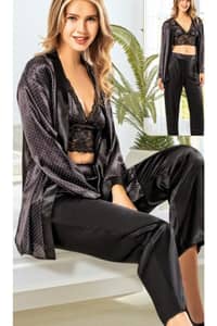 Nilay Satin 3 Piece Pajama Set 3019