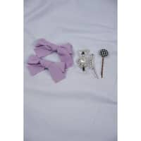 TM Treasures by Meeru Double Bow Pins With Fancy Hair Pins - Purple