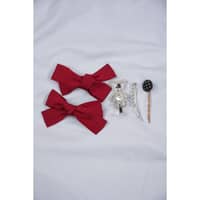 TM Treasures by Meeru Double Bow Pins With Fancy Hair Pins - Maroon