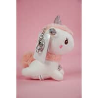 Penguins Girls Unicorn Plush Key Chain - White & Pink