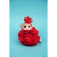 Penguins Mini Doll Fluffy Key Chain - Red