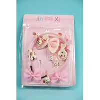 Penguins Baby Girl Hair Band & Ties Set - Pink