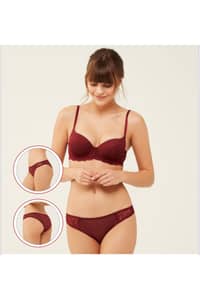 US Polo Assn Soft Cup Bra Slip Set 66291 - Burgundy · 34B