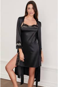 Eros Lingerie Serena Nightgown Set Ersk860 - Black · 1 Small