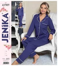 Jenika Collection Home Wear Pajama/Pant and Shirt - Navy Blue 41909 · Large