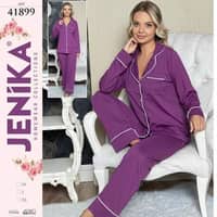 Jenika Collection Home Wear Pajama/Pant and Shirt - Purple 41899 · XL
