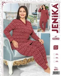 Jenika Collection 2 Pieces Night Suit 42060 - Red · 2XL