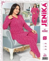 Jenika Collection 2 Pieces Night Suit Big Size 42082 - Pink Floral · 2XL
