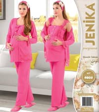 Jenika Collection Women's Maternity Pajamas 3 Pieces Set for Pregnant Women 9805 - Pink · Large