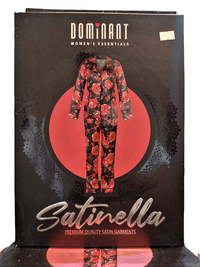 Dominant Women Essentials Satinella Pajama and Shirt 13224-21 - Black Floral · Large