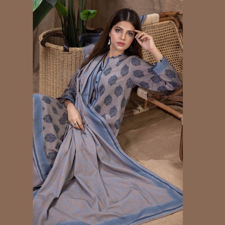 Ideas Khaddar Unstitched Printed Suit K-22098B 3Pcs