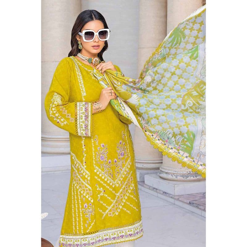 Embroidered Jacquard Unstitched Suit With Silk Dupatta SSM-32020 3PC