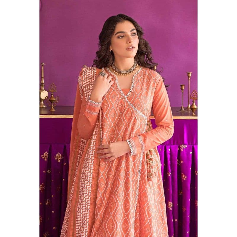 Embroidered Chunri Lawn Unstitched Suit With Gold And Lacquer Printed Lawn Dupatta CL-22115 3PC