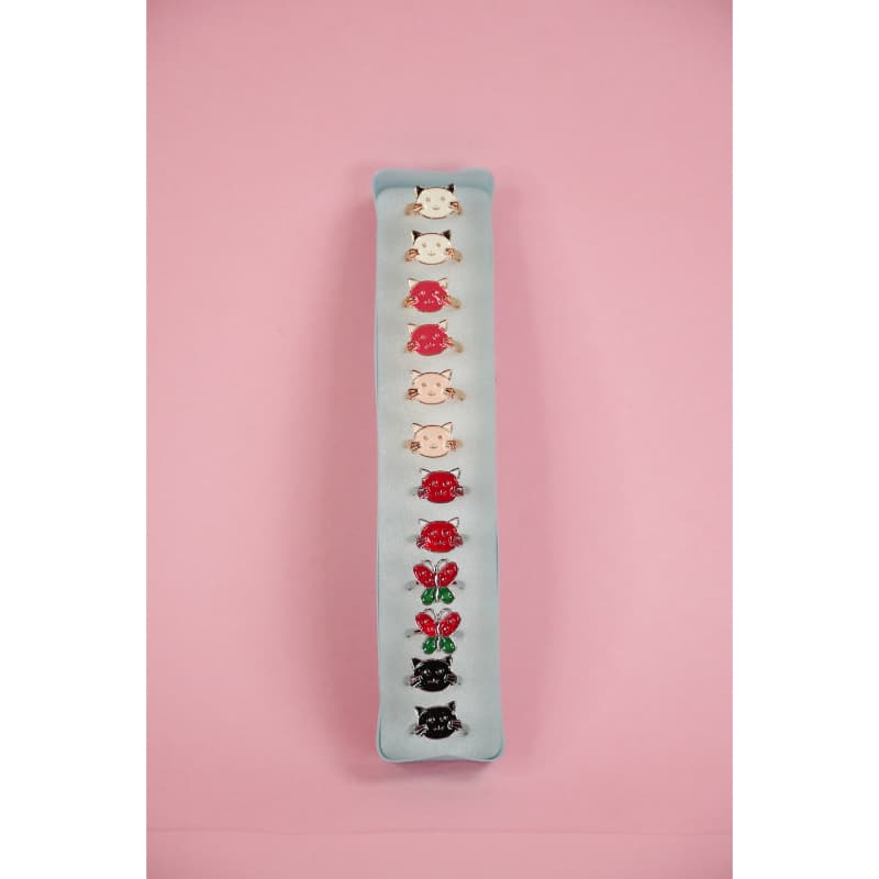 Penguins Baby Girl Multicolor Cat Rings Pack Of 12