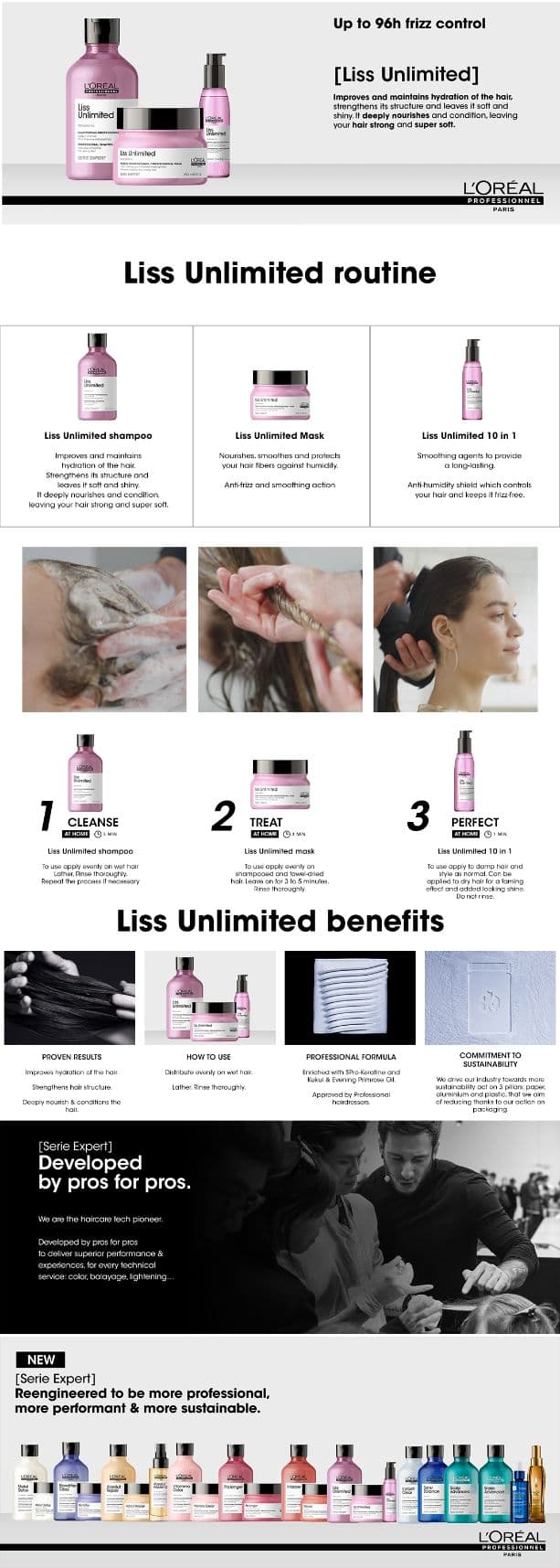 L'Oreal Professionnel Serie Expert Liss Unlimited Shampoo 300ml- For Frizzy & Unruly Hair details