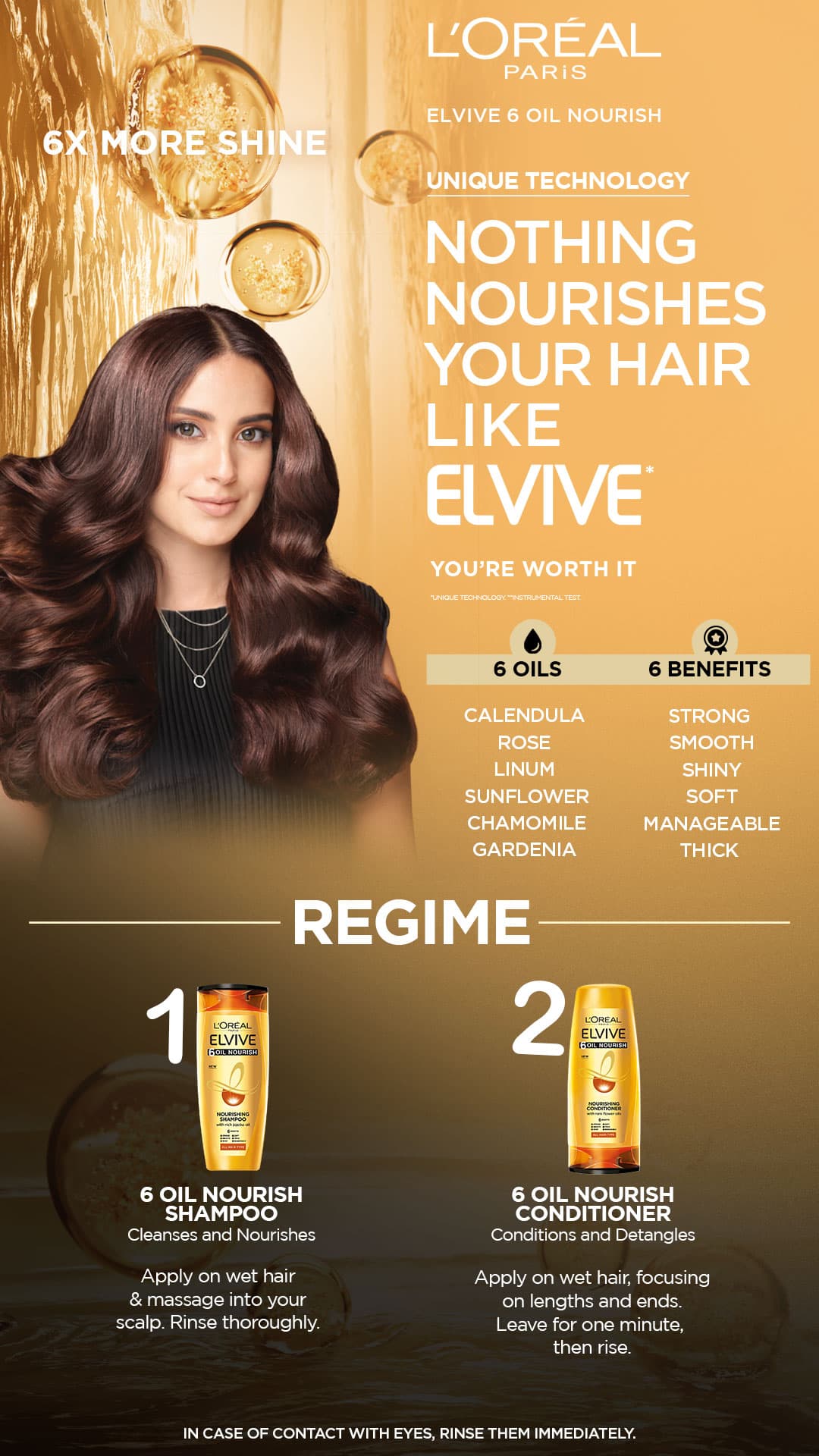 Loreal Paris Elvive 6 Oil Nourish Shampoo 360 ml - For Dull & Dry Hair details