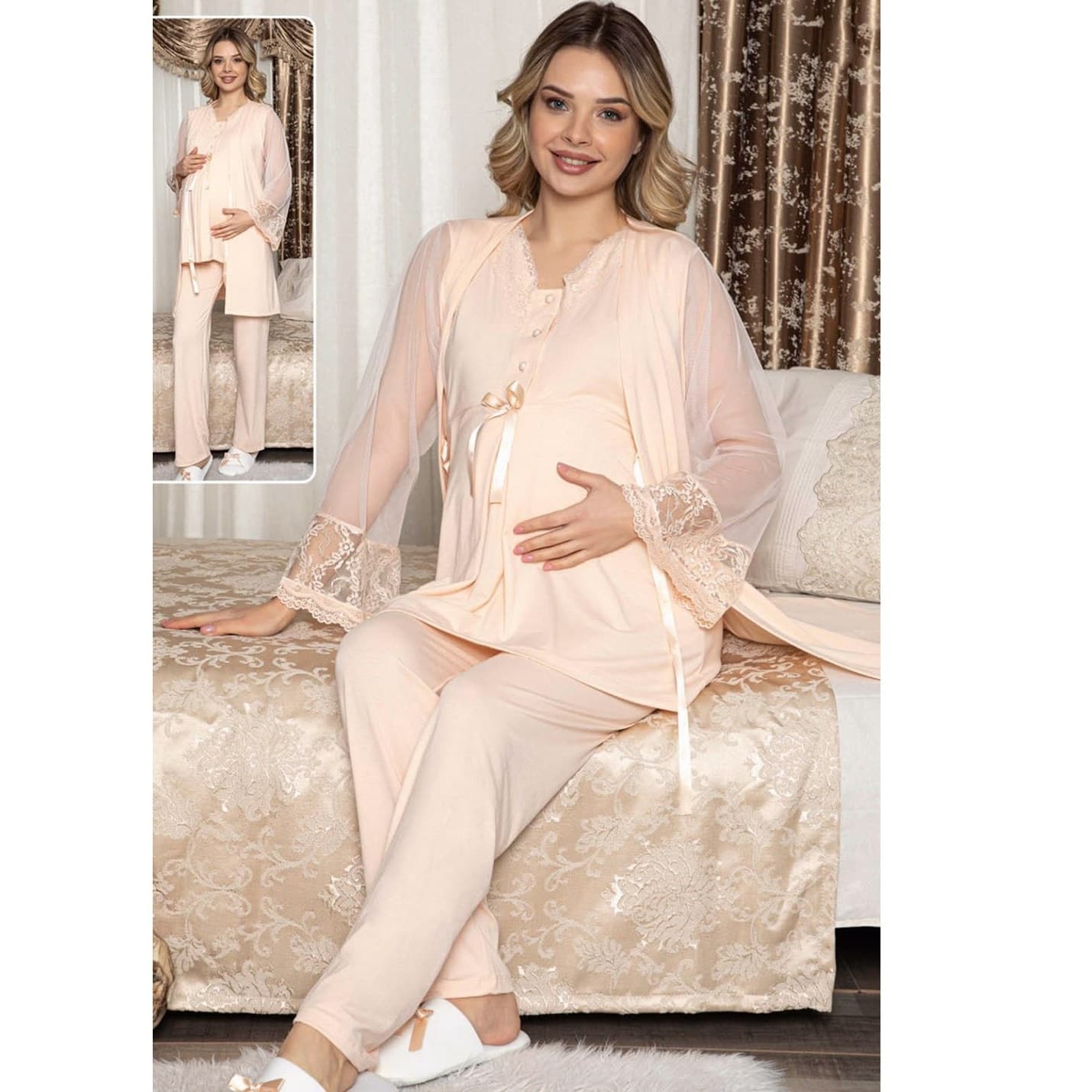 Jenika Collection Women's Maternity Pajamas 3 Pieces Set for Pregnant Women 47102