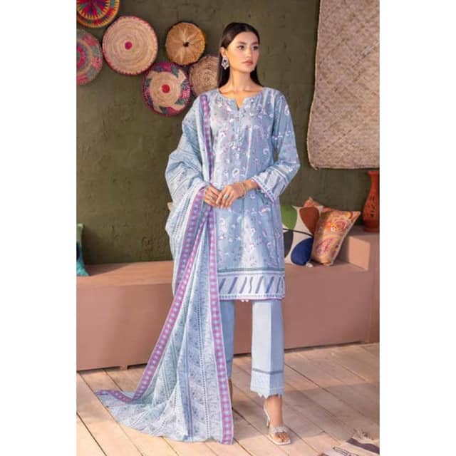 Ideas Printed Unstitched Lawn Suit with Lacquer Printed Dupatta CL-32552B 3PC
