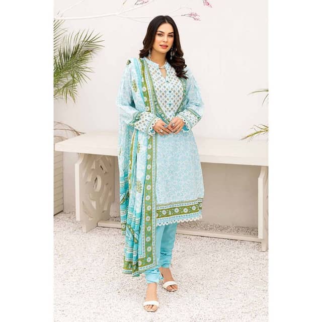 Ideas Printed Unstitched Lawn Suit with Denting Lawn Dupatta DN-32105A 3PC