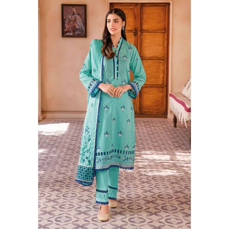 Ideas Embroidered Lawn Unstitched Suit With Denting Lawn Dupatta DN-32023 3PC