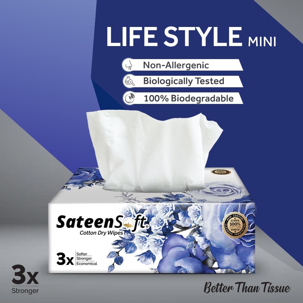 Sateen Soft Lifestyle Cotton Dry Wipes